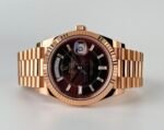 Rolex Day-Date 40 Rose Gold Chocolate Diamond Dial & Fluted Bezel President Bracelet 228235 - - Image 4