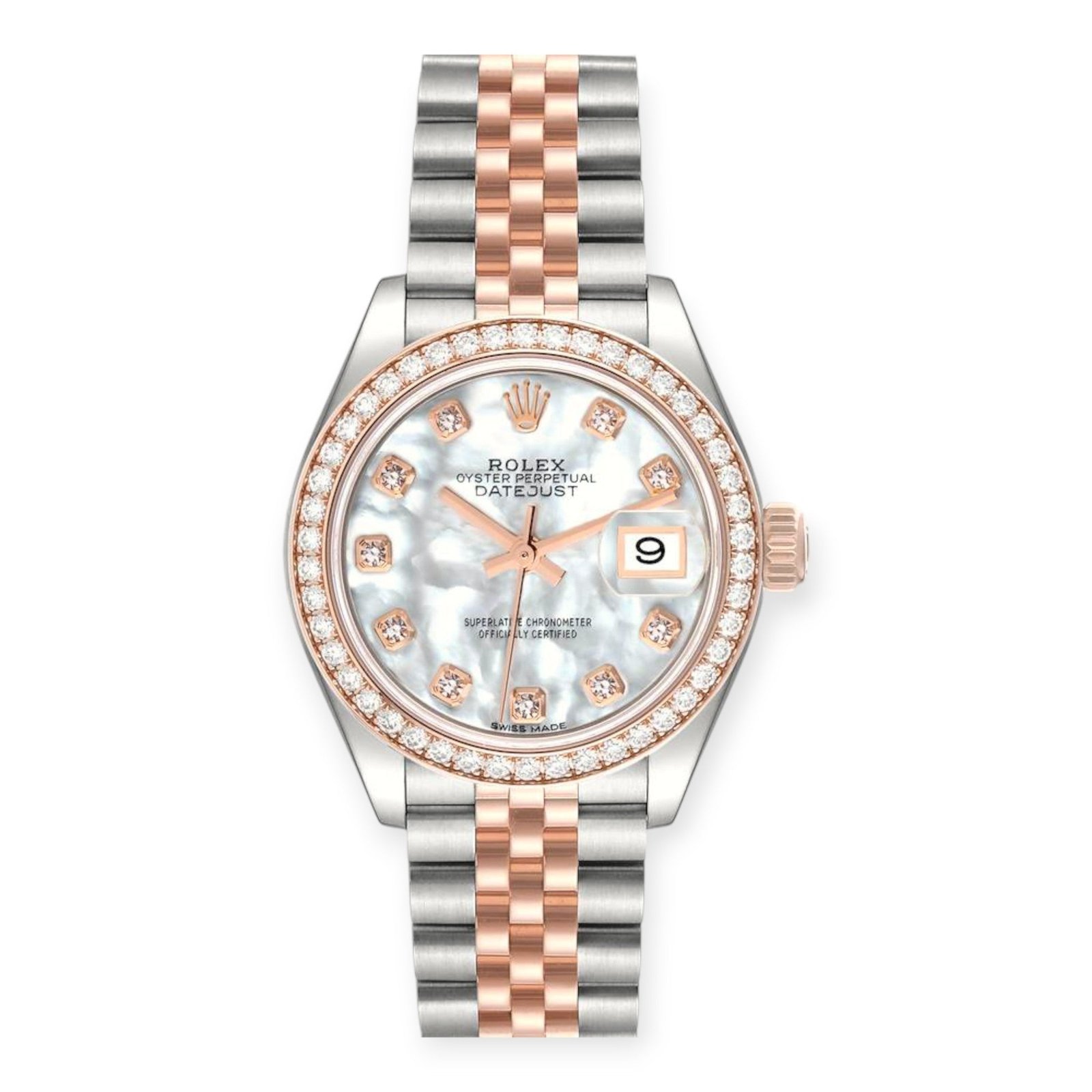 279381jbmop-2-Photoroom.jpg Rolex Datejust 28mm 279381 Steel Rose Gold Mother of Pearl Diamond Ladies Watch - Image 1