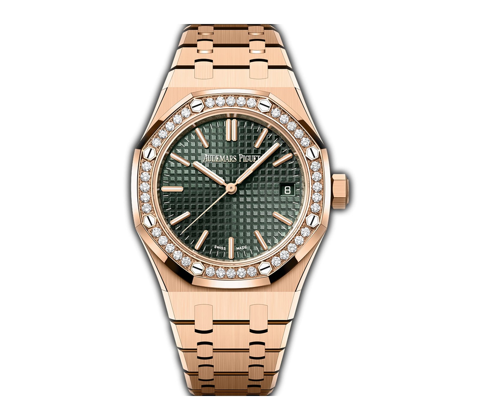 AP-15551OR.ZZ_.1356OR.06.jpg 37mm 18k Rose Gold Diamond Bezel Green Dial Automatic - Image 1