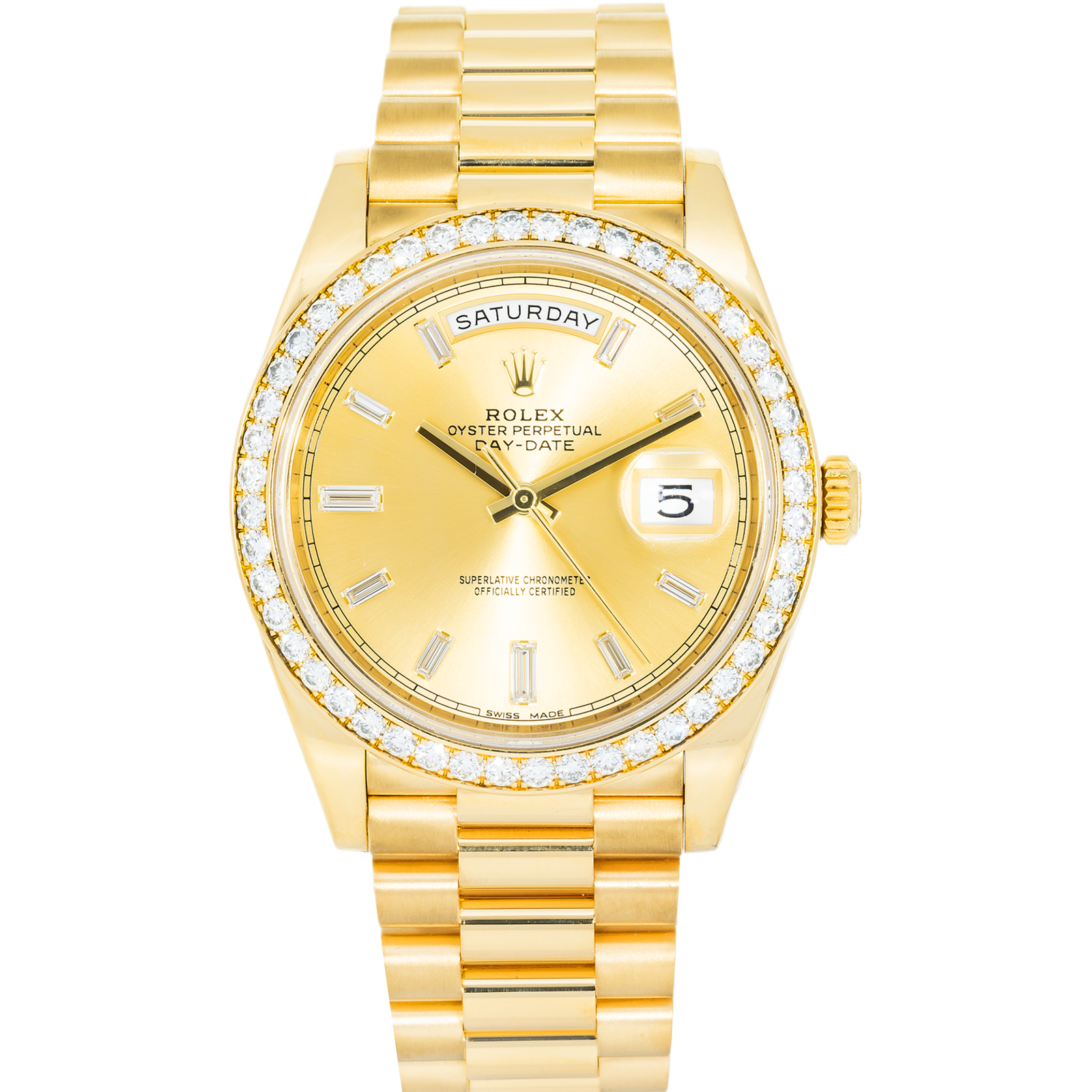 IMG_1519.png Rolex 18k Yellow Gold Day-Date 40mm, 228348RBR Factory Diamond Bezel and President Bracelet - Image 1