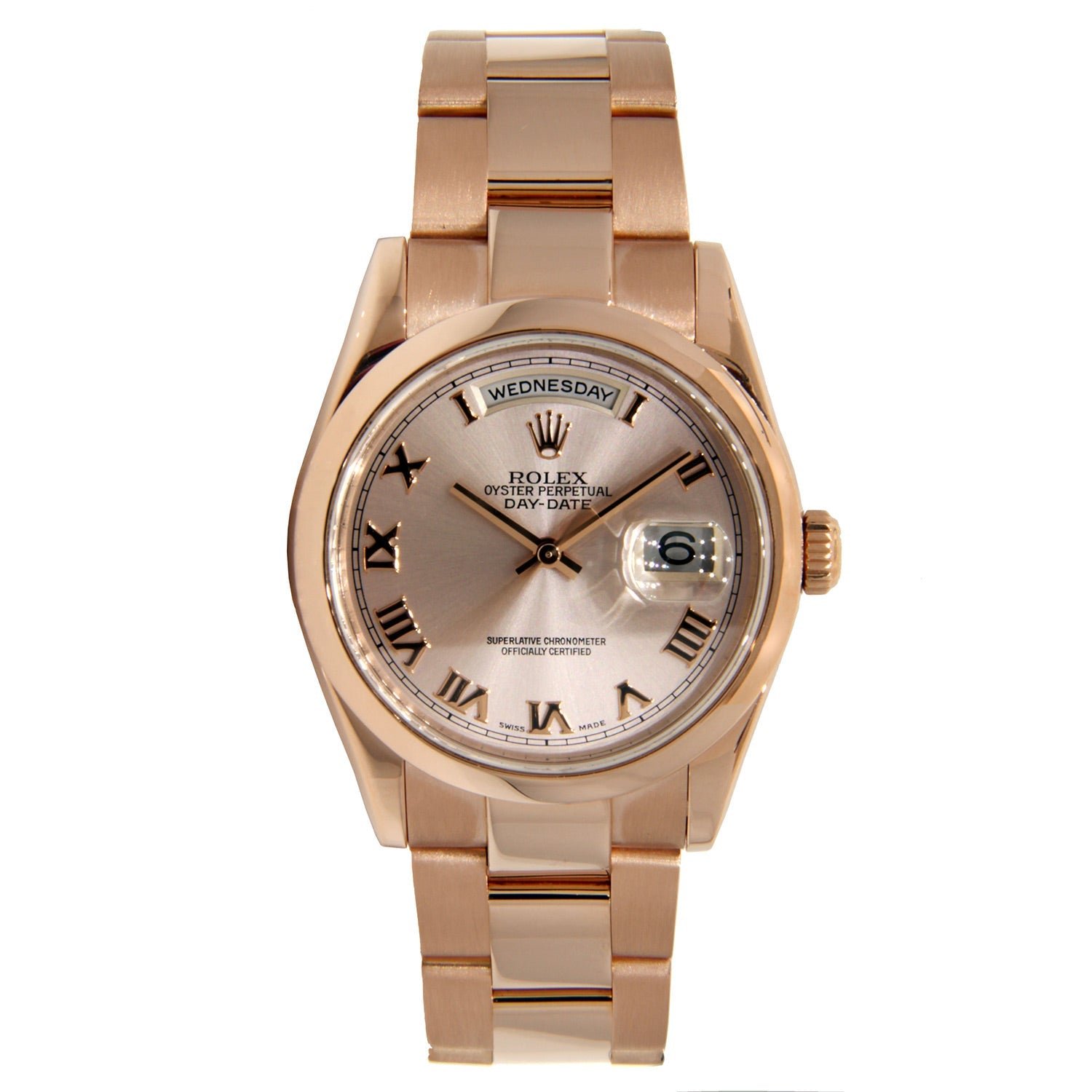 Pre-Owned-18K-Rose-Gold-Rolex-Day-Date-Presidet-36mm-Pink-Champagne-with-Roman-Numeral-Dial-JD-Watches-NY.jpg 18K Rose Gold Rolex Day Date Presidet 36mm Pink Champagne with Roman Numeral Dial - Image 1