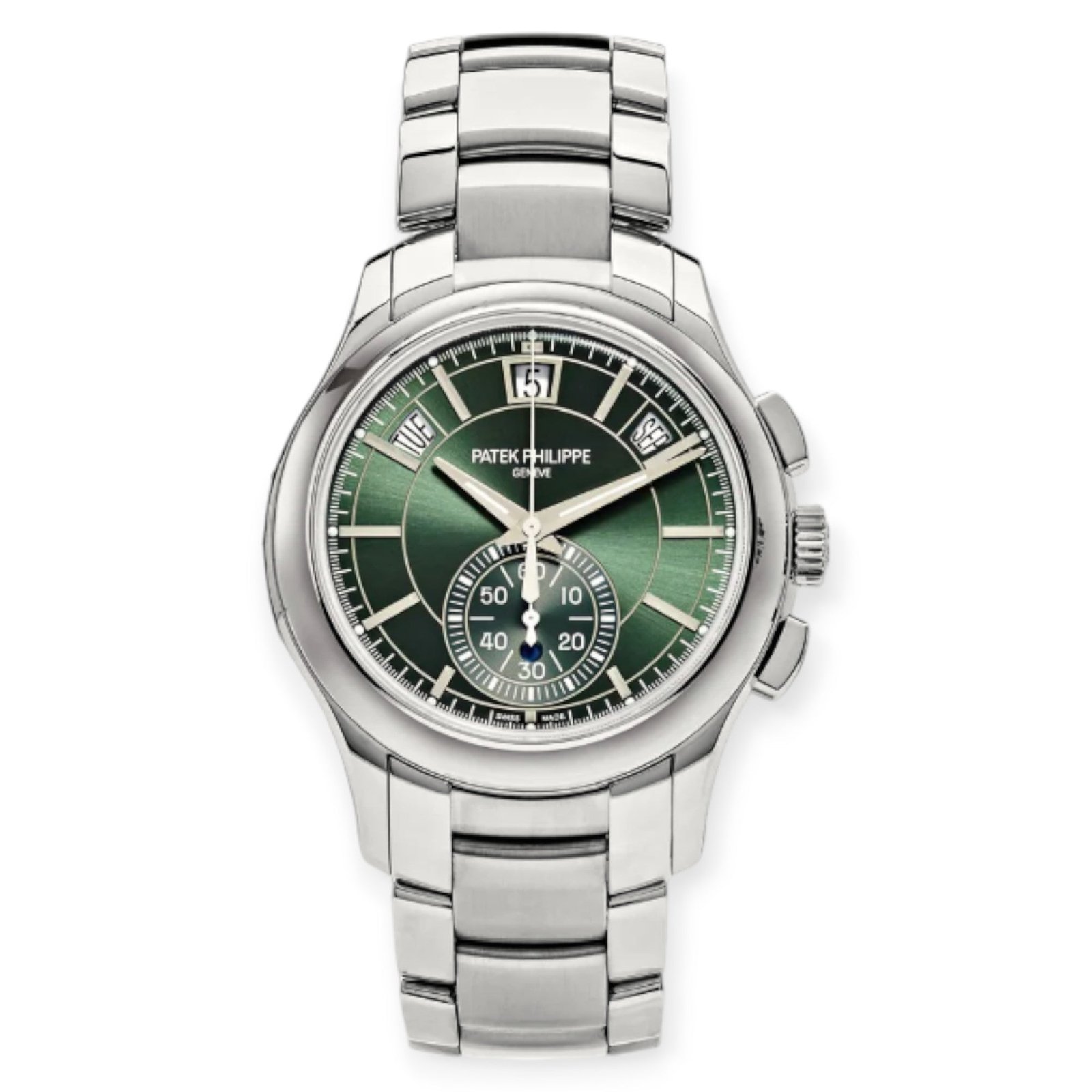 Pre-Owned-Patek-Philippe-Complications-Flyback-Chronograph-Annual-Calendar-5905-42MM-Green-Dial-JD-Watches-NY.jpg Patek Philippe Complications Flyback Chronograph Annual Calendar 5905 42MM Green Dial - Image 1