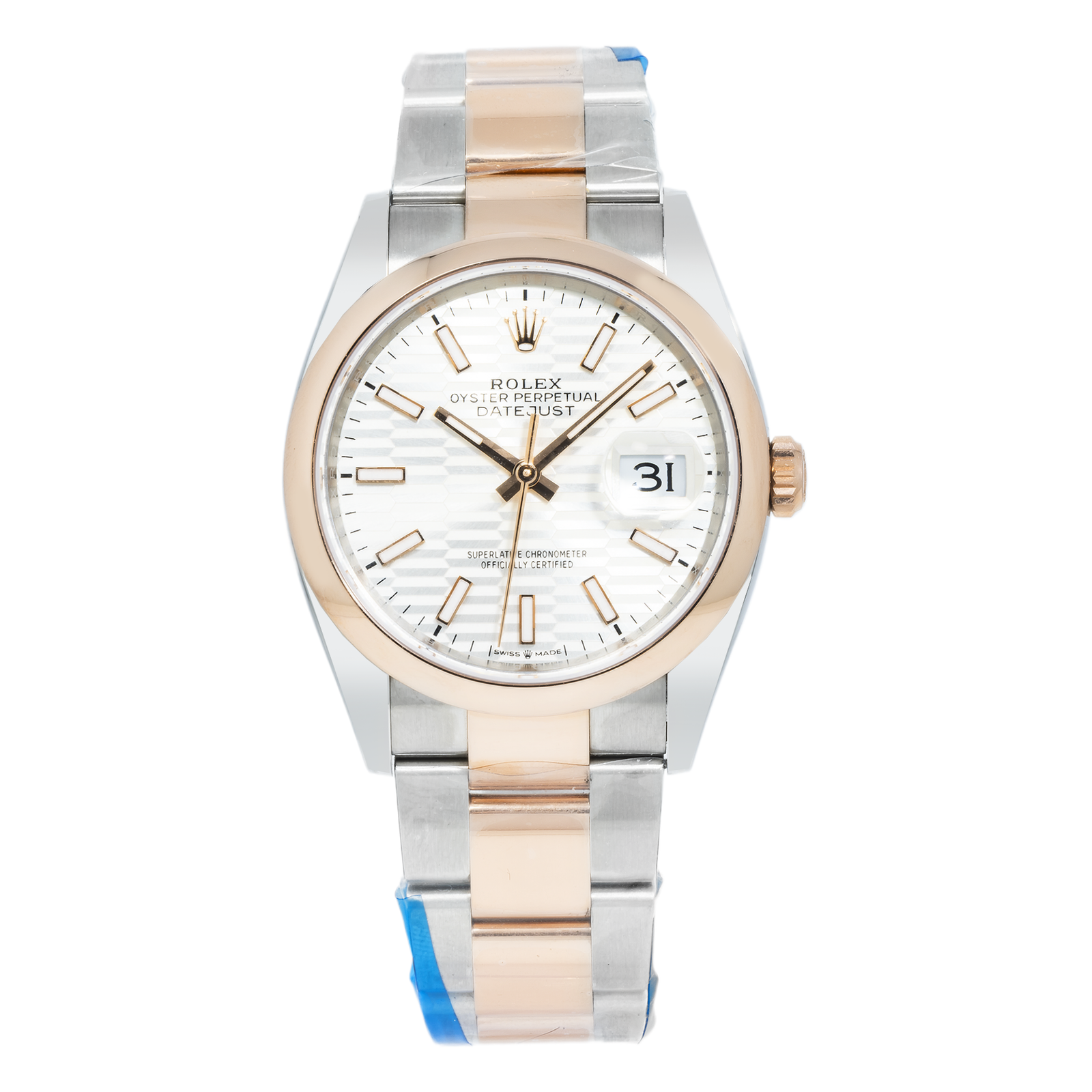 Pre-Owned-Rolex-36mm-Stainless-Steel-Everose-Gold-Datejust-126201-with-Silver-Fluted-Dial-and-Oyster-Bracelet-Year-2022-2025-JD-Watches-NY.png Rolex 36mm Stainless Steel & Everose Gold Datejust 126201 with Silver Fluted Dial and Oyster Bracelet (Year: 2022-2025) - Image 1