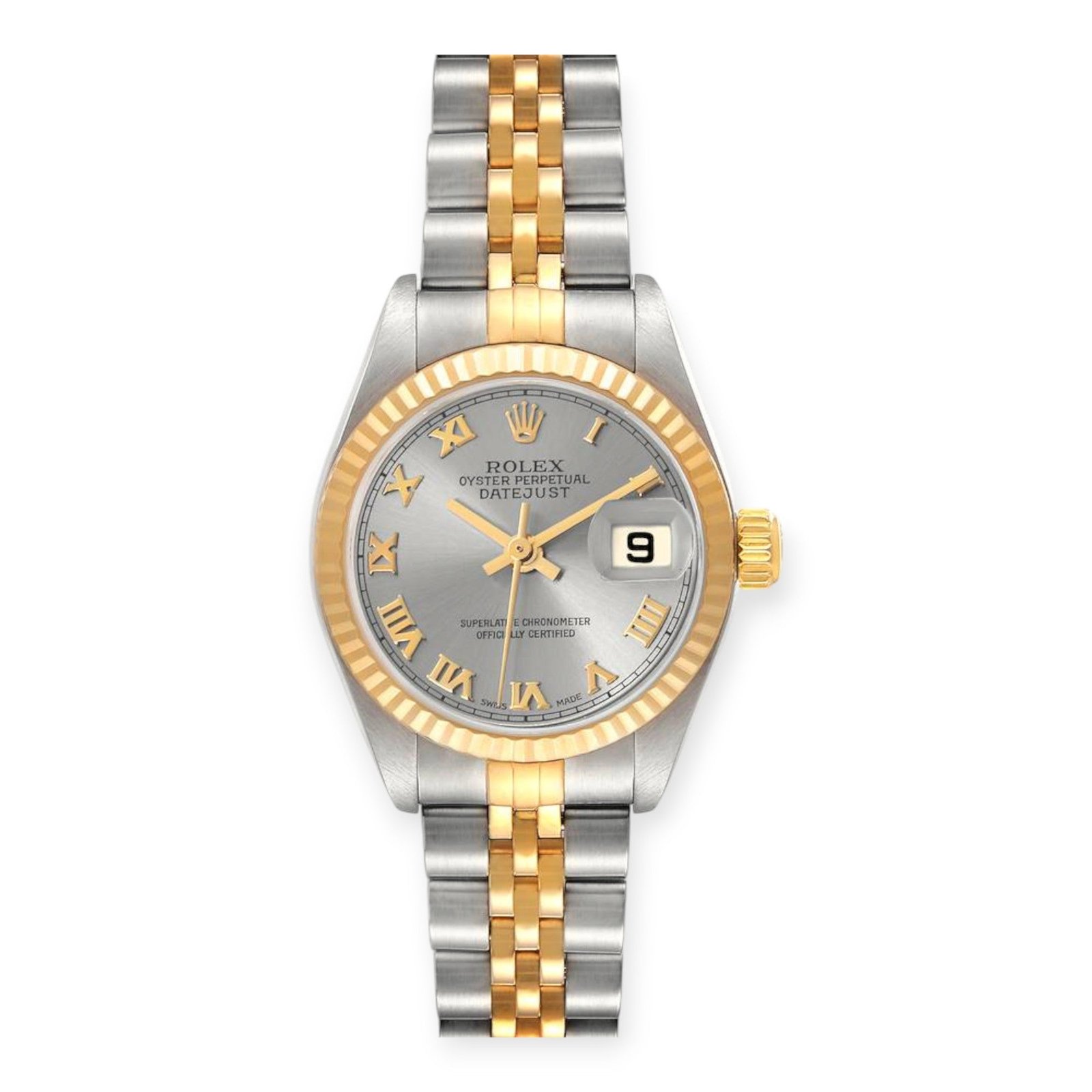 Pre-Owned-Rolex-Datejust-26mm-79173-Steel-Yellow-Gold-Silver-Dial-Ladies-Watch-JD-Watches-NY.jpg Rolex Datejust 26mm 79173 Steel Yellow Gold Silver Dial Ladies Watch - Image 1