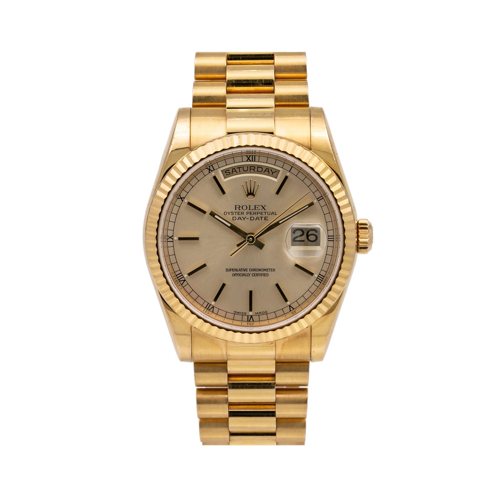 Pre-Owned-Rolex-Day-Date-118238-36MM-Champagne-Dial-With-Yellow-Gold-President-Bracelet-JD-Watches-NY.jpg Rolex Day-Date 118238 36MM Champagne Dial With Yellow Gold President Bracelet - Image 1