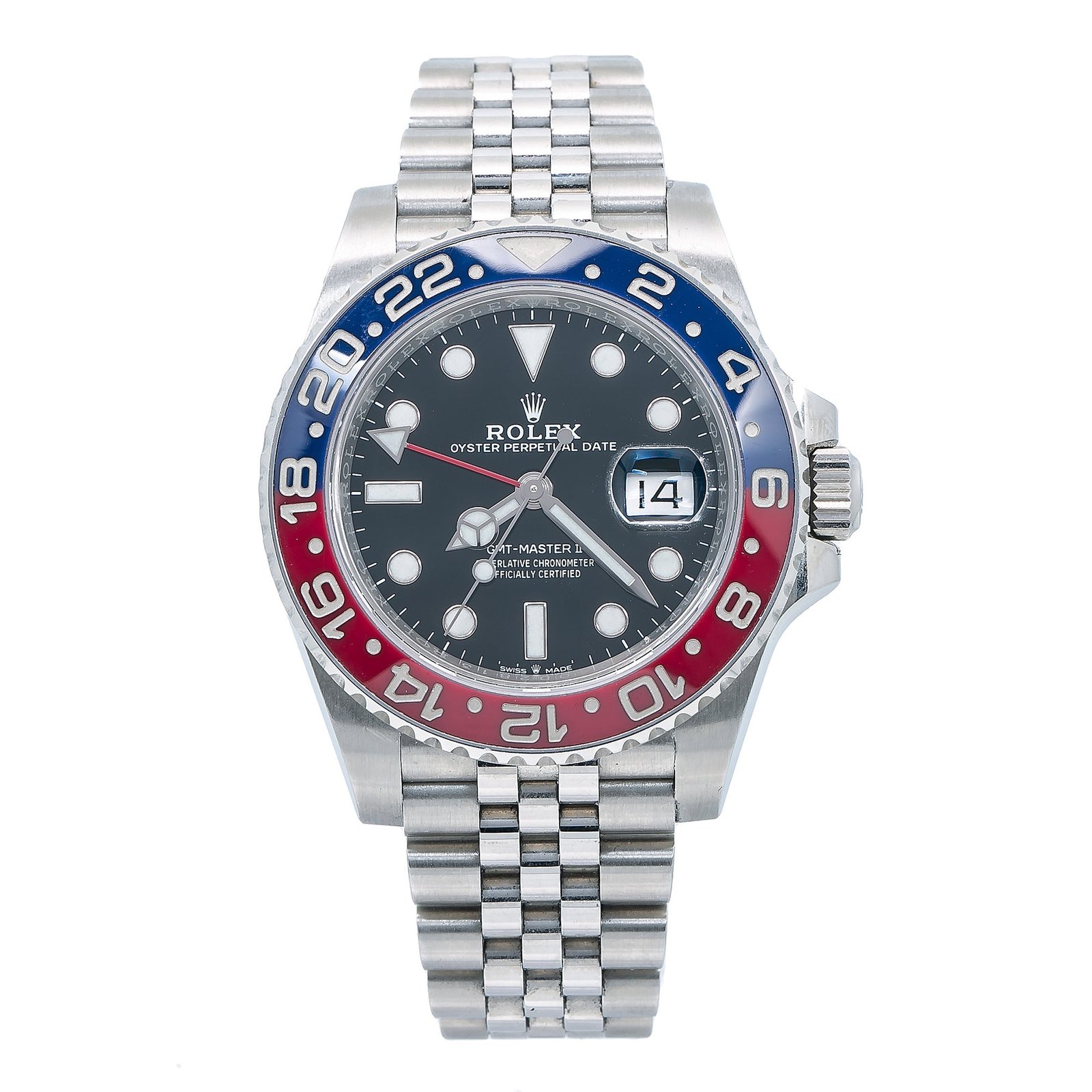 Pre-Owned-Rolex-GMT-Master-II-126710BLRO-Stainless-Steel-Jubilee-Bracelet-Blue-Red-Pepsi-Bezel-JD-Watches-NY.jpg Rolex GMT Master II 126710BLRO Stainless Steel Jubilee Bracelet Blue Red Pepsi Bezel - Image 1