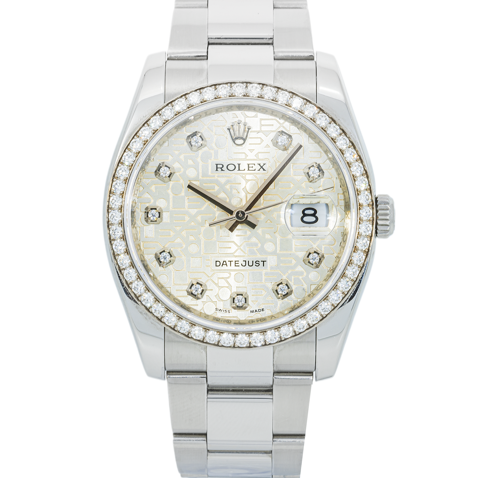 Pre-Owned-Rolex-Stainless-Steel-Datejust-36-116244-Silver-Jubilee-Diamond-Dial-Diamond-Bezel-Oyster-Bracelet-JD-Watches-NY.png Rolex Stainless Steel Datejust 36 116244 – Silver Jubilee Diamond Dial, Diamond Bezel, Oyster Bracelet - Image 1