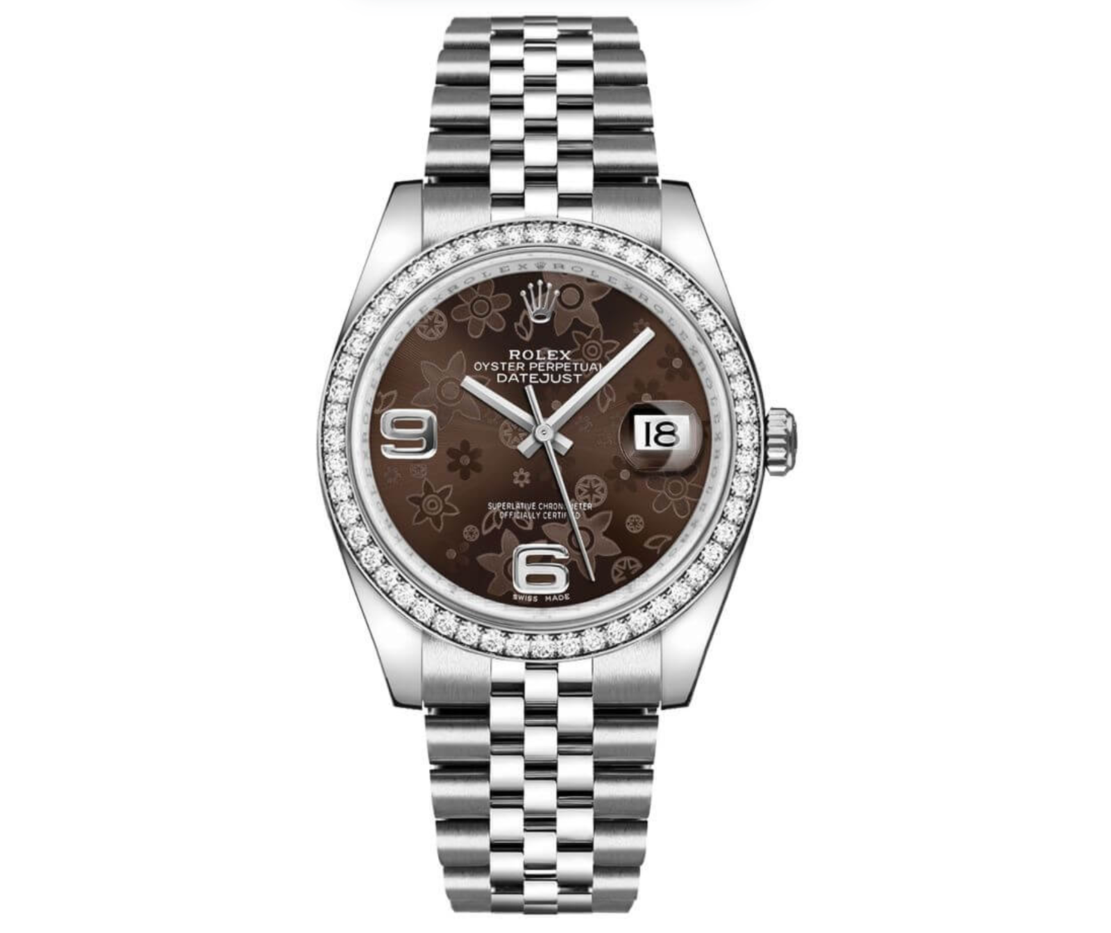 Screenshot2025-09-16at12.56.26PM.png Rolex Datejust 36mm – Bronze Floral Motif Dial with Diamond Bezel | Ref. 116244 - Image 1